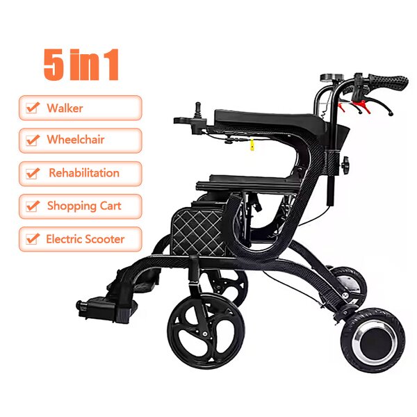 Rollator Walker Manufacturer - 10A Aluminium Lightweight Portable Folding 5 in 1 Electric With Seat