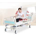Nursing Bed Manufacturer - Multifunctional Turn-over Manual 3 Cranks Hospital Bed With Toilet