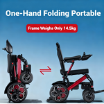 Electric Wheelchair Manufacturer - Ultra Light Aluminium Alloy Red 12A Lithium Battery Portable for Elderly