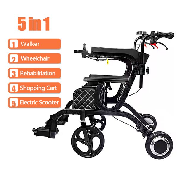 Rollator Walker Manufacturer - Multi-Functional Portable Lightweight Folding 5 in 1 Electric for Shopping Cart