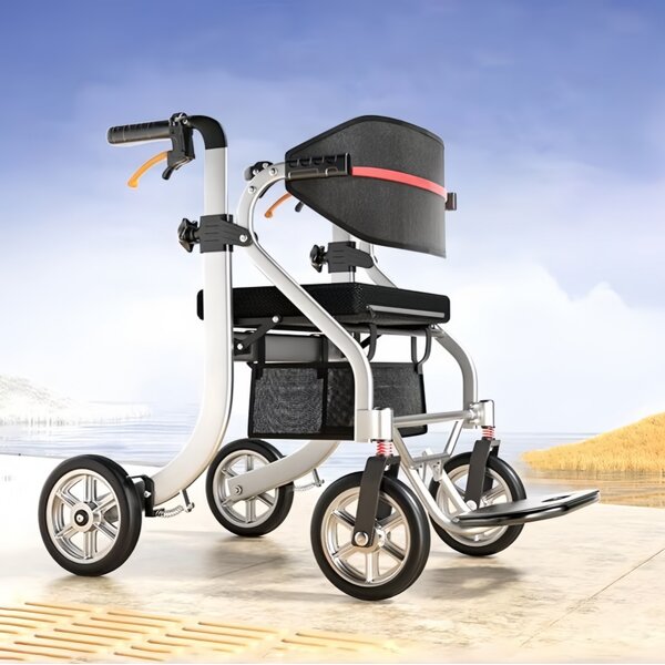 Walker Manufacturer - Euro Folding With Shopping Bag and Seat Aircraft Grade Aluminum for Handicapped
