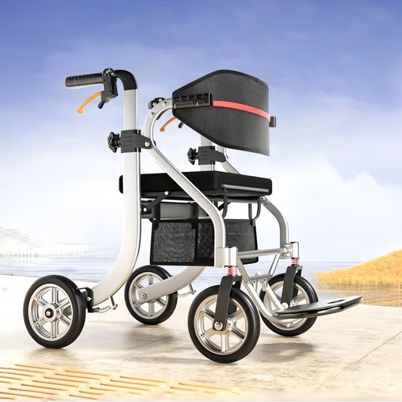 Walker Manufacturer - Euro Folding With Shopping Bag and Seat Aircraft Grade Aluminum for Handicapped