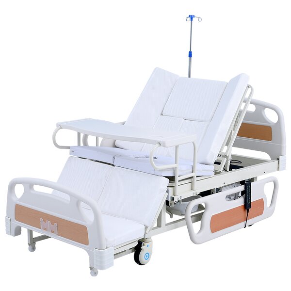 Medical Bed Manufacturer - Hot Sale Deluxe Multifunctional Electric With Toilet Table and ABS Guardrail