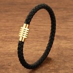 Men's Bracelet Manufacturer - Stainless Steel Leather Rope Woven Wristband