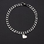 Bracelet Set Manufacturer - 316L Stainless Steel Hollow Heart Couple Silver Chain