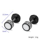 Stud Earrings Manufacturer - Black Vintage Round Barbell Stainless Steel 2 Pcs