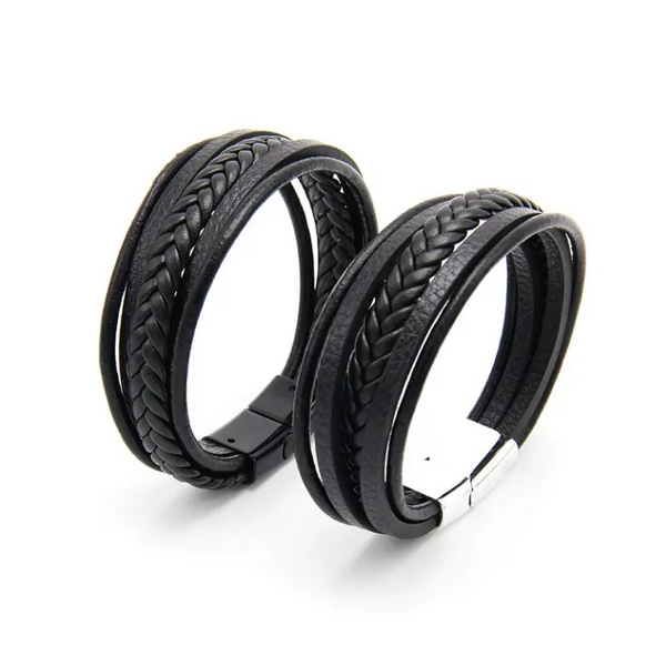 Leather Bracelets Manufacturer - Handmade Black Braided Customize Mens Wholesale