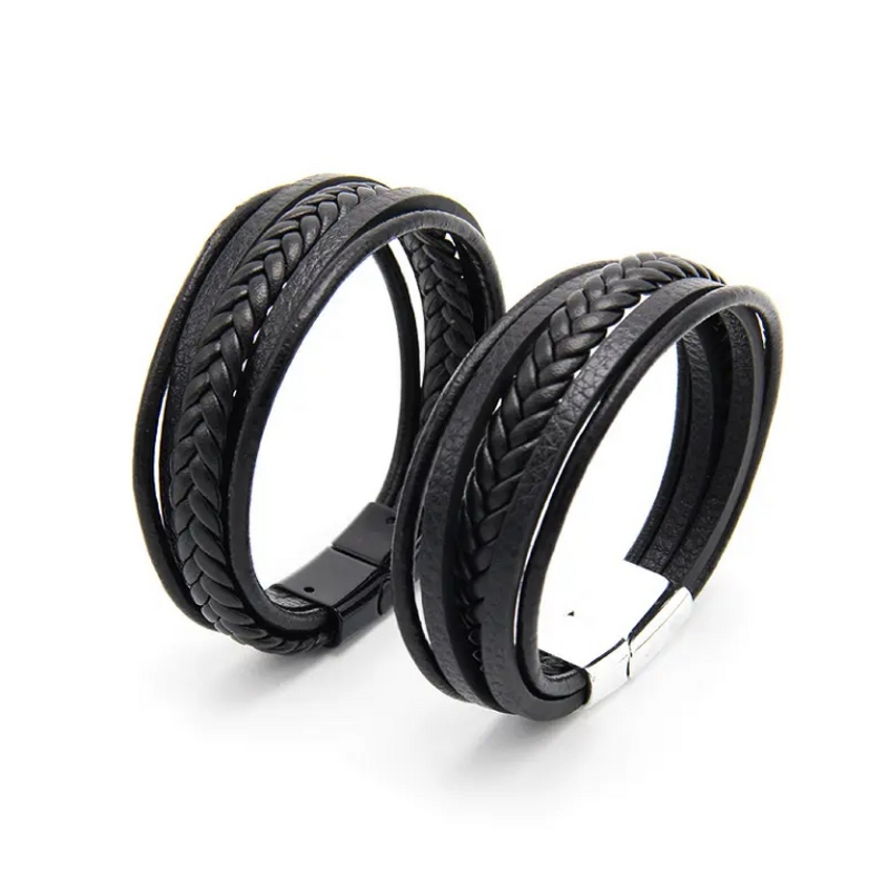 Leather Bracelets Manufacturer - Handmade Black Braided Customize Mens Wholesale