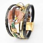 Leather Bracelet Manufacturer - 2025 Boho Multi-layer Stone Inlaid Magnetic Women