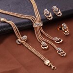Jewelry Set Manufacturer - 4 Pcs Gold Crystal Necklace Bracelet Ring Earrings Bridal