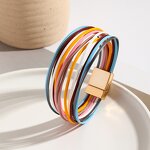 Wrap Bracelets Manufacturer - Bohemian Magnetic Claps Multi Layers Leather Women