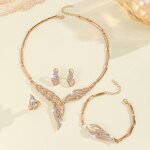 Jewelry Set Manufacturer - 5Pcs Wing Bridal Arab Diamond Earring Necklace Wedding