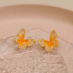 Crystal Earrings Manufacturer - Butterfly Fairy Gradient Green Shiny Small Fresh