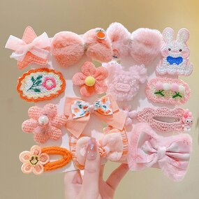 Hair Clips Set Manufacturer - 8Pcs Factory Price Kids Bowknot Hair Duckbill Clips