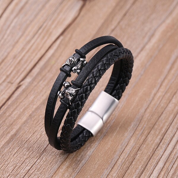 Leather Bracelet Manufacturer - Personalized Multi-layer Braided Unisex Stainless Steel
