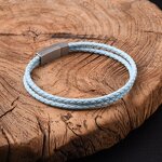 Leather Bracelet Manufacturer - Double Strip Multi-color Braided Unisex Stainless Steel