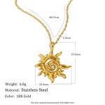 Pendant Necklace Manufacturer - Vintage Sun Flame Diamond Punk Hip Hop Stainless Steel