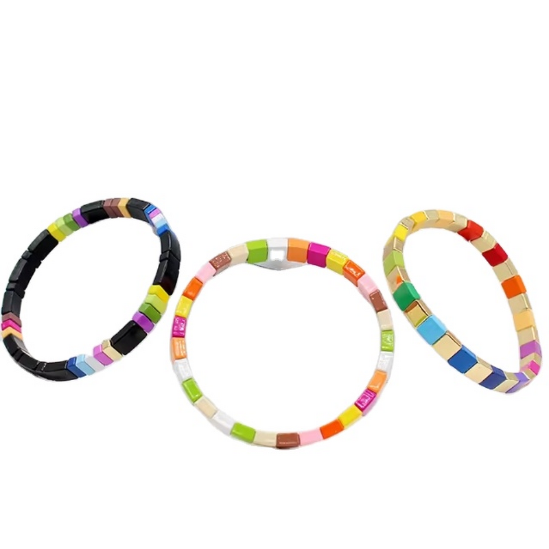 Elastic Bracelet Manufacturer - Gold Plated Tila Beads Bohemia Style Cute