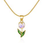Pendant Necklace Manufacturer - Romantic Flower Gold Plated Yellow Diamond Tulip Girls