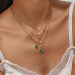 Opal Necklace Manufacturer - 2026 Vintage Natural Waterdrop Stainless Steel Unisex