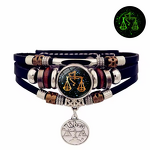 Hand Bracelet Manufacturer - Luminous Zodiac Punk Leather Hip-Hop Gift Unisex