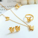 Jewelry Set Manufacturer - 3pcs Zircon Butterfly Necklace Bracelet Hoop Earrings Women
