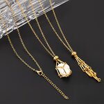 Pendant Necklace Manufacturer - Natural Empty Cage Crystal Mesh Bag Stainless Steel Women