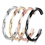 Bangle Bracelet Manufacturer - C-Shaped Open Stainless Steel Smooth Twisted Titanium