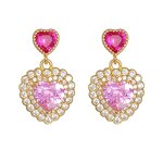 Stud Earrings Manufacturer - Heart Cut White Pink Crystal Micro Pave Wedding Gift