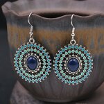 Drop Earrings Manufacturer - Retro Ethnic Sunflower Rhinestone Circular Women