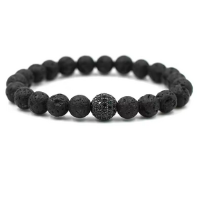 Beaded Bracelet Manufacturer - 8mm Zircon Ball Nature Stone Volcanic Wholesale