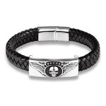 Leather Bracelet Manufacturer - Punk Braided Skull Titanium Steel Mens Wholesale