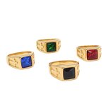 Titanium Steel Ring Manufacturer - 2026 European Punk Square Blue Unisex Party Gift