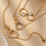 Necklace Set Manufacturer - Korean 8 Shaped Infinity Zircon Heart 18K Gold Plated