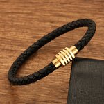 Men's Bracelet Manufacturer - Stainless Steel Leather Rope Woven Wristband