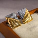 Vintage Earrings Manufacturer - 2024 Gold Plated Stainless Geometric Square Women