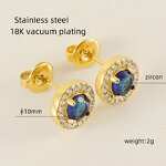 Stud Earrings Manufacturer - Stainless Steel Zircon Turquoise Multi-Color Women