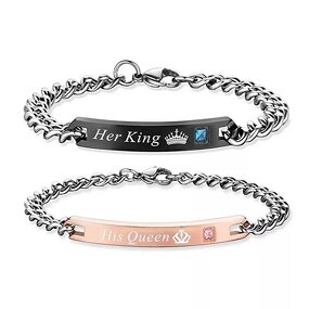 Couple Bracelet Manufacturer - Stainless Steel Crown King Queen Creative Lovers