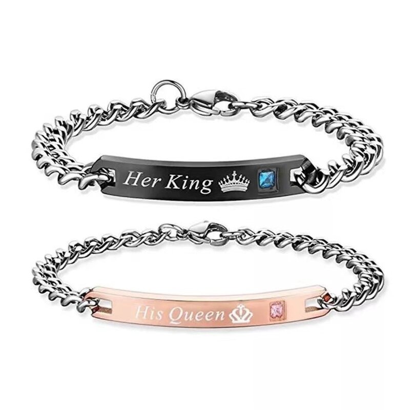 Couple Bracelet Manufacturer - Stainless Steel Crown King Queen Creative Lovers