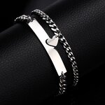 Bracelet Set Manufacturer - 316L Stainless Steel Hollow Heart Couple Silver Chain