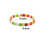 Elastic Bracelet Manufacturer - Square Rainbow Enamel Alloy Bohemian DIY