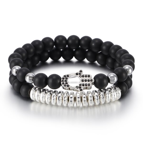 Beaded Bracelet Manufacturer - Natural Stone Cross Palm Copper Micro-Inlaid Zircon