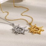 Pendant Necklace Manufacturer - Vintage Sun Flame Diamond Punk Hip Hop Stainless Steel