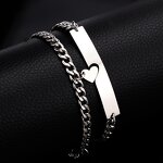 Bracelet Set Manufacturer - 316L Stainless Steel Hollow Heart Couple Silver Chain