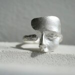 Opening Ring Manufacturer - Silver Burnt White Texture Mask Versatile Copper