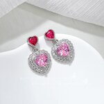 Stud Earrings Manufacturer - Heart Cut White Pink Crystal Micro Pave Wedding Gift