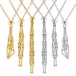 Pendant Necklace Manufacturer - Natural Empty Cage Crystal Mesh Bag Stainless Steel Women