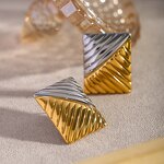Vintage Earrings Manufacturer - 2024 Gold Plated Stainless Geometric Square Women