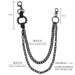 Pants Chain Manufacturer - Dark Punk Alloy Harley Motorcycle Spikes Leather Jeans