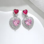 Stud Earrings Manufacturer - Heart Cut White Pink Crystal Micro Pave Wedding Gift